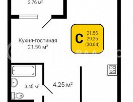 1-комнатная квартира, 30.64 м2