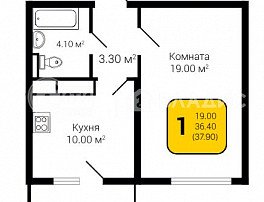 1-комнатная квартира, 37.9 м2
