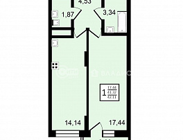 1-комнатная квартира, 42.11 м2