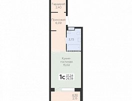 1-комнатная квартира, 29.39 м2