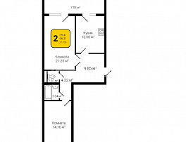 2-комнатная квартира, 71.1 м2