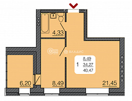 1-комнатная квартира, 37.37 м2