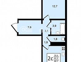 2-комнатная квартира, 48.7 м2