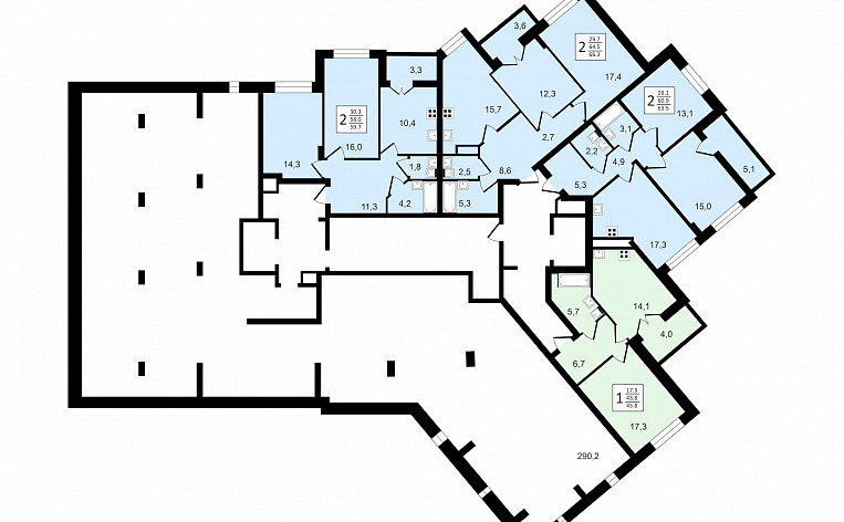 1-Комнатная квартира 45.70м², эт. 6, фото 14