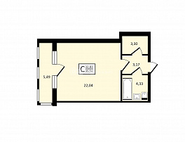 1-комнатная квартира, 35.58 м2