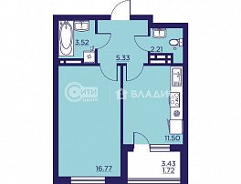 1-комнатная квартира, 40.7 м2