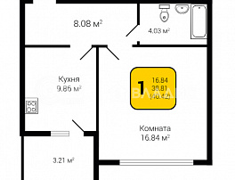 1-комнатная квартира, 40.42 м2