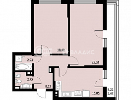 2-комнатная квартира, 72.17 м2