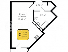 1-комнатная квартира, 29.54 м2