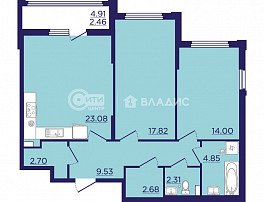 2-комнатная квартира, 85.72 м2