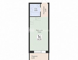 1-комнатная квартира, 26.2 м2