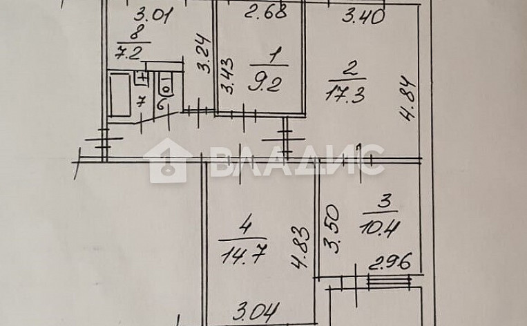 4-Комнатная квартира 68.10м², эт. 5, фото 15