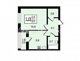 1-комнатная квартира, 38.9 м2