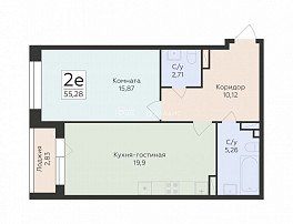 2-комнатная квартира, 55.28 м2