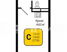 1-комнатная квартира, 27.18 м2