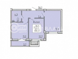 2-комнатная квартира, 50.5 м2