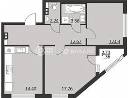 2-комнатная квартира, 64.14 м2
