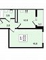 1-комнатная квартира, 39 м2, эт. 3, id: 1003000, фото 1