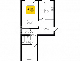 2-комнатная квартира, 71.77 м2