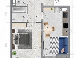 1-комнатная квартира, 46.9 м2