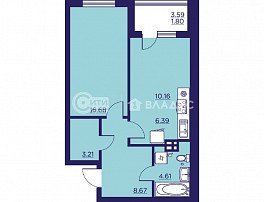 1-комнатная квартира, 51 м2