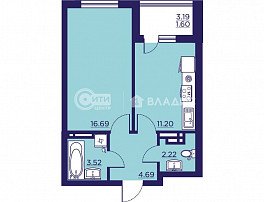 1-комнатная квартира, 39.9 м2