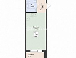 1-комнатная квартира, 28.83 м2