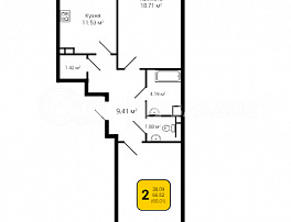 2-комнатная квартира, 68.01 м2