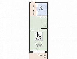 1-комнатная квартира, 23.79 м2