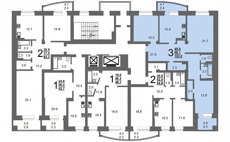 3-Комнатная квартира 100.80м², эт. 3, фото 6