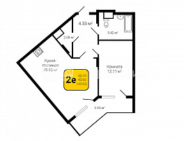 2-комнатная квартира, 46.63 м2