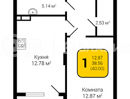 1-комнатная квартира, 40 м2