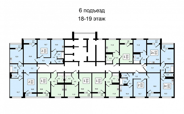 2-Комнатная квартира 58.00м², эт. 7, фото 28