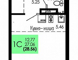 1-комнатная квартира, 28.56 м2