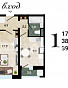 1-комнатная квартира, 39 м2, эт. 13, id: 705342, фото 1