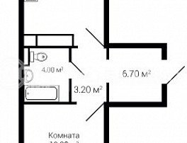 1-комнатная квартира, 49.5 м2