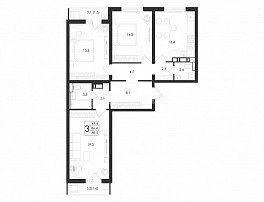 3-комнатная квартира, 89.5 м2