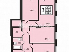 3-комнатная квартира, 84.15 м2