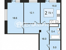 2-комнатная квартира, 72.49 м2