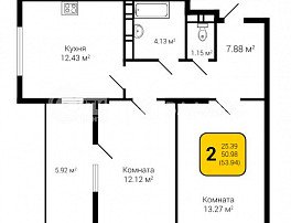 2-комнатная квартира, 53.94 м2