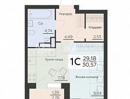1-комнатная квартира, 30.57 м2