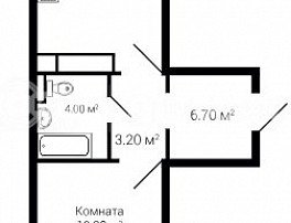 1-комнатная квартира, 49.5 м2