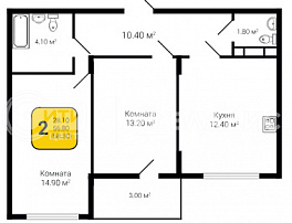 2-комнатная квартира, 58.3 м2