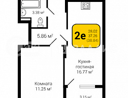 2-комнатная квартира, 38.84 м2