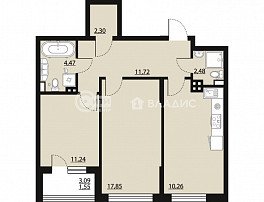2-комнатная квартира, 68.88 м2