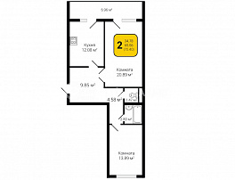 2-комнатная квартира, 70.4 м2