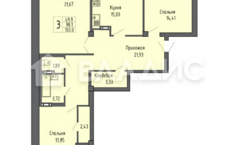 3-Комнатная квартира 97.90м², эт. 14, фото 21