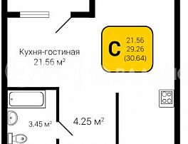 1-комнатная квартира, 30.64 м2