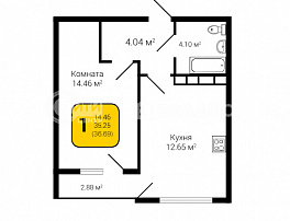 1-комнатная квартира, 36.69 м2