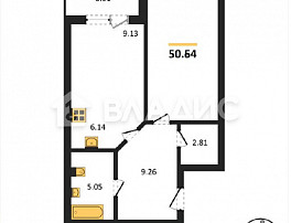 1-Комнатная квартира 50.64м²